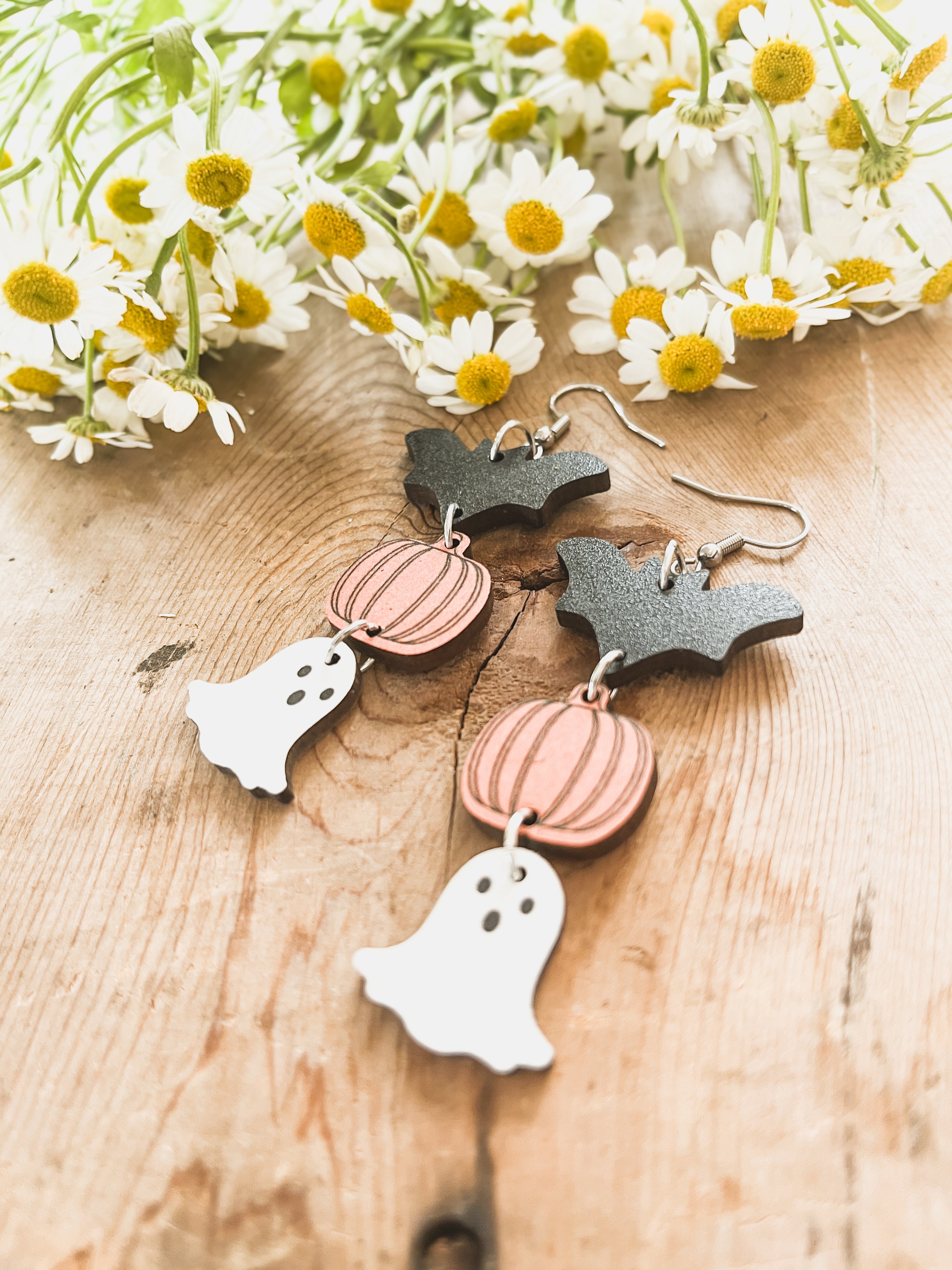 Adorable Wooden Halloween Earrings