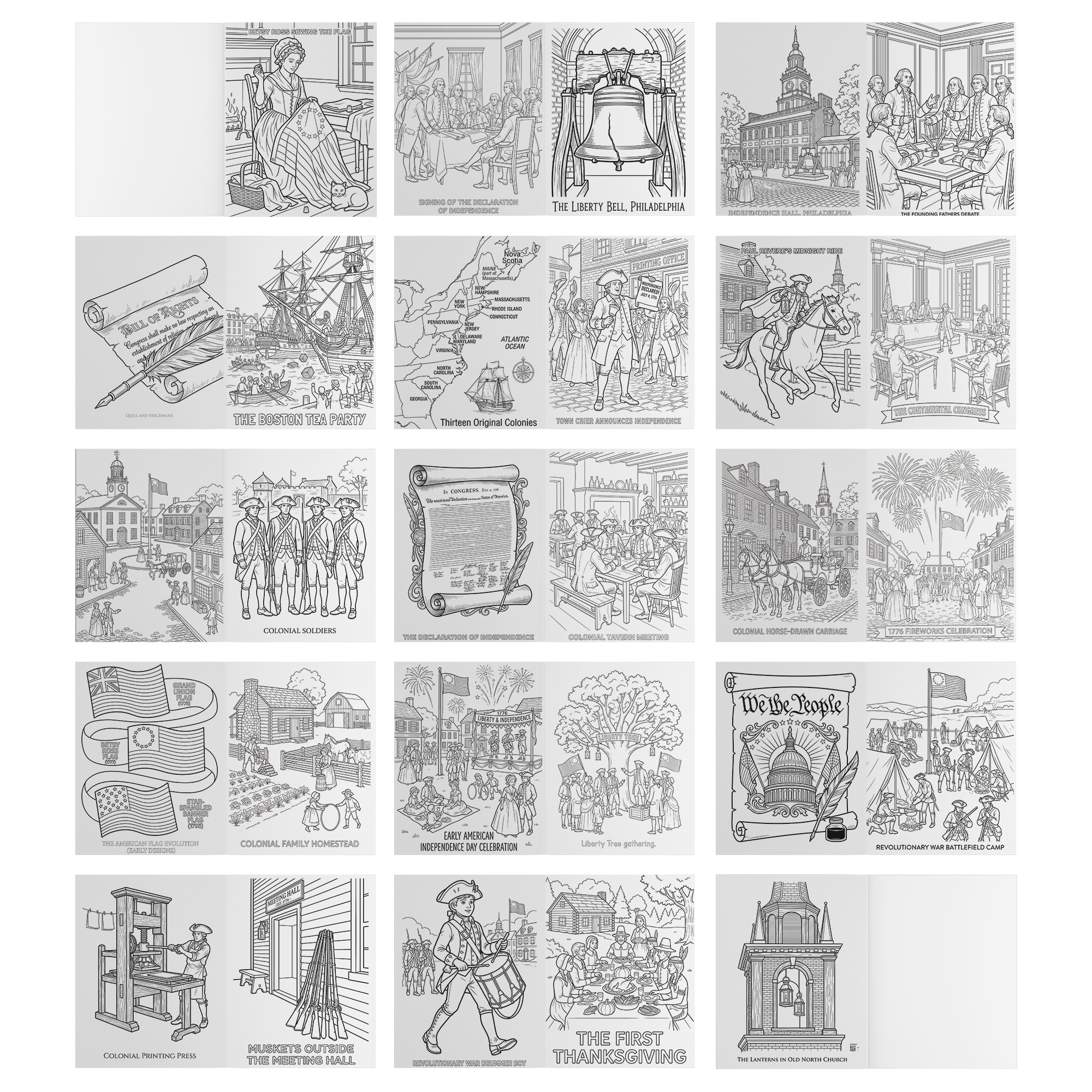 America 250th Anniversary Coloring Book - Founding of America: Birth of a Nation