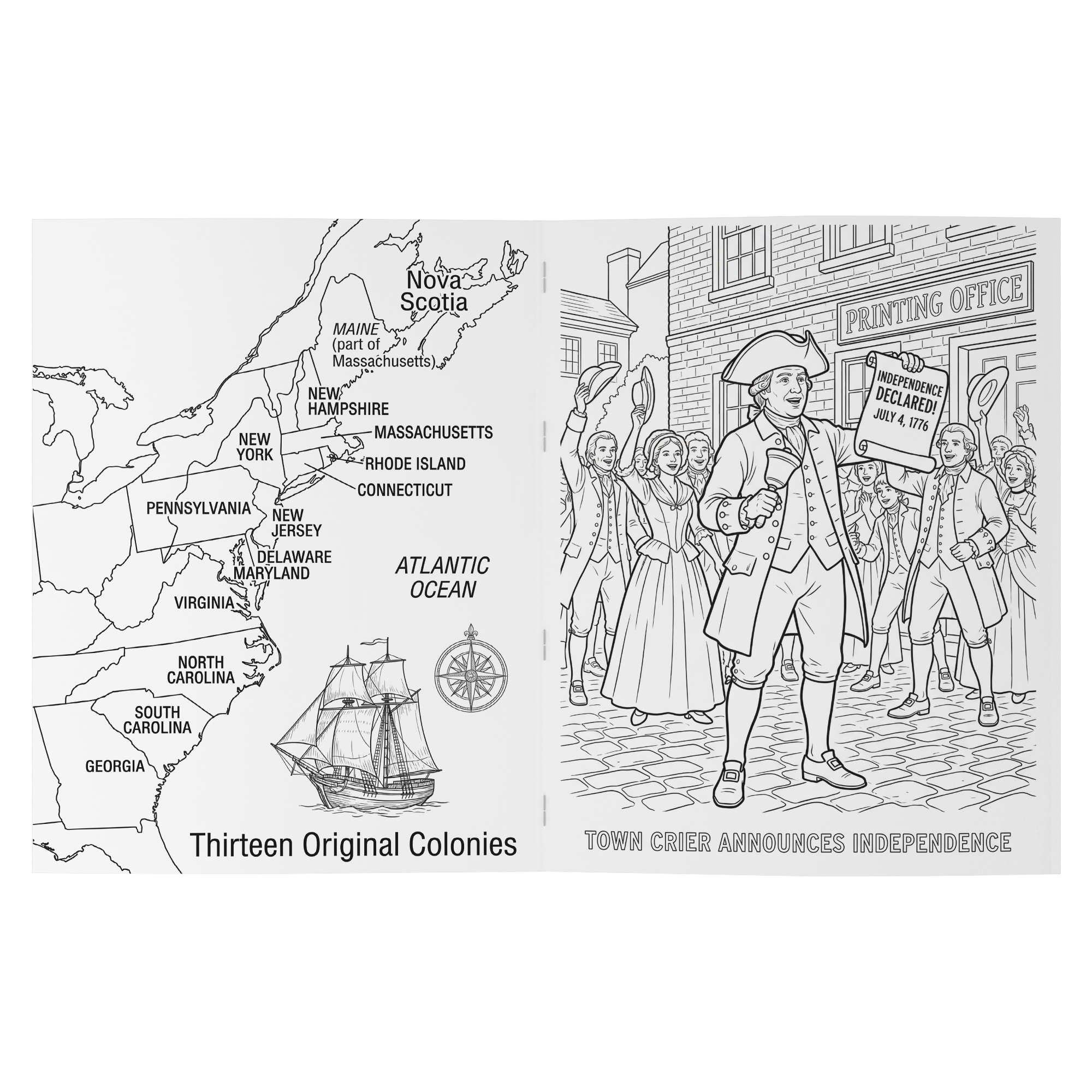 America 250th Anniversary Coloring Book - Founding of America: Birth of a Nation