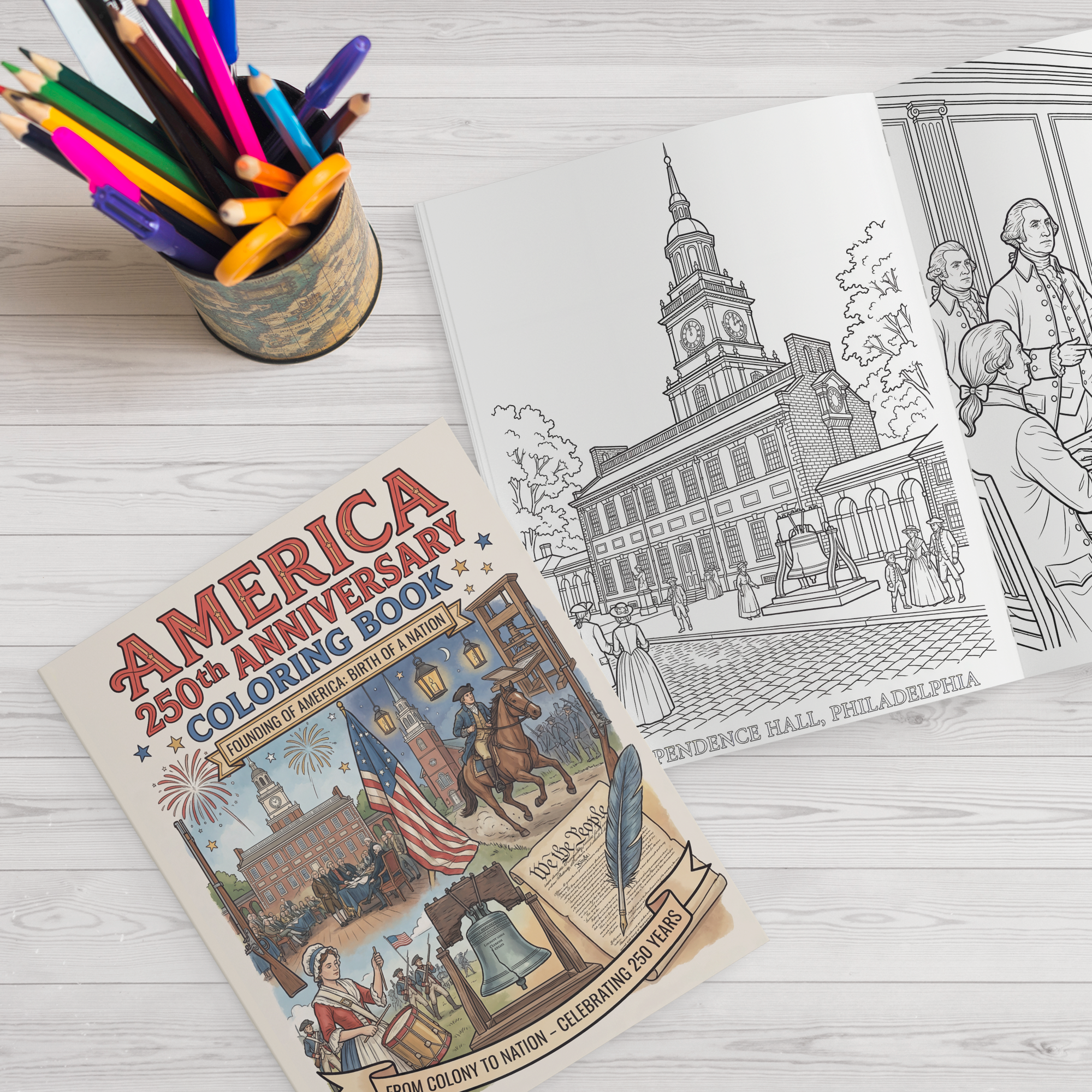 America 250th Anniversary Coloring Book - Founding of America: Birth of a Nation